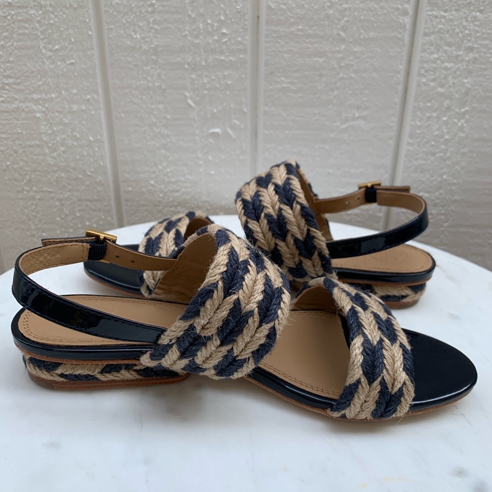 Tory Burch Navy Blue and Tan Woven Sandals. New wo tag. Never worn. - Picture 5 of 7